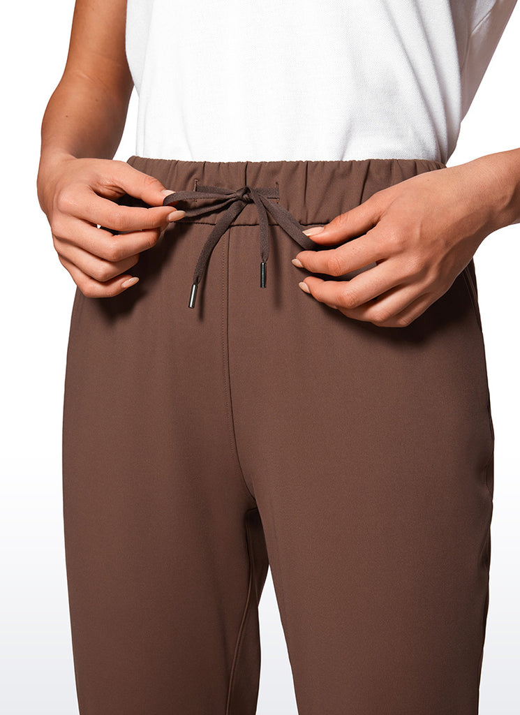 CRZ YOGA Women's Travel Slim Fit Stretch Drawstring Long Pants 31'' Coffee Brown