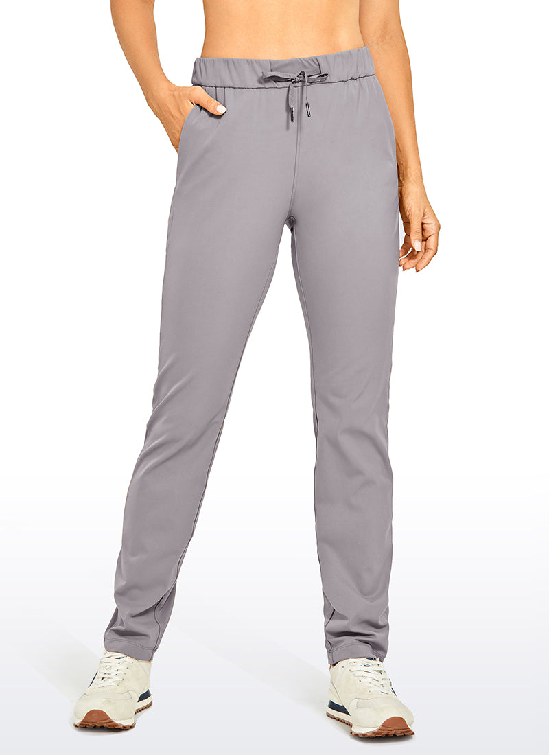 CRZ YOGA Women's Travel Slim Fit Stretch Drawstring Long Pants 31'' Gull Gray