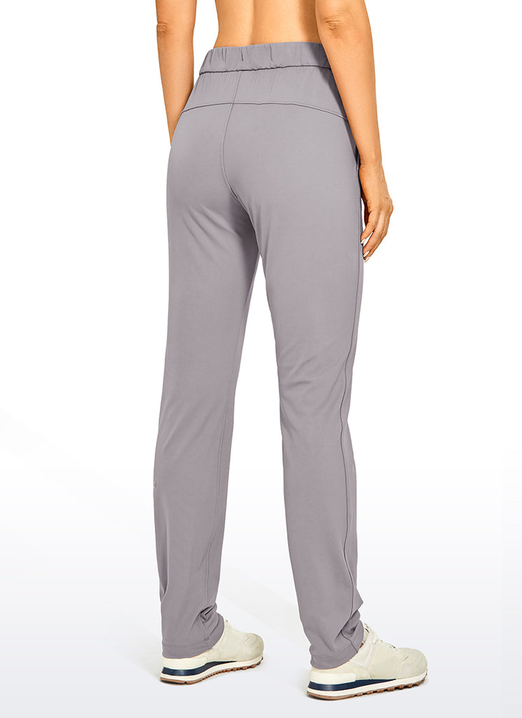 CRZ YOGA Women's Travel Slim Fit Stretch Drawstring Long Pants 31'' Olive Green