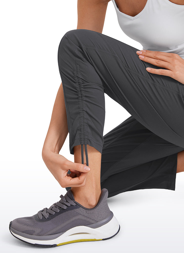 CRZ YOGA Women's Travel Slim Fit Striped Pants 27'' Cinched Leg Dark Russet