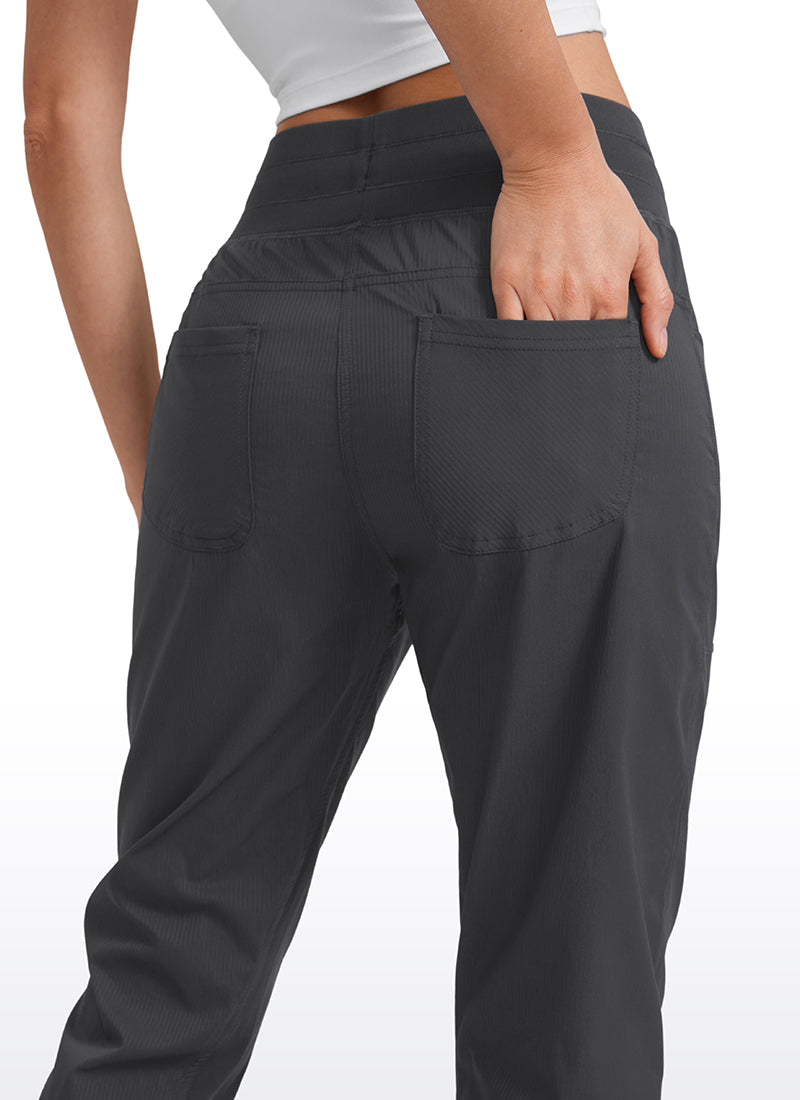 CRZ YOGA Women's Travel Slim Fit Striped Pants 27'' Cinched Leg Ink Gray