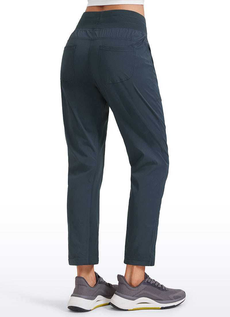 CRZ YOGA Women's Travel Slim Fit Striped Pants 27'' Cinched Leg Melanite