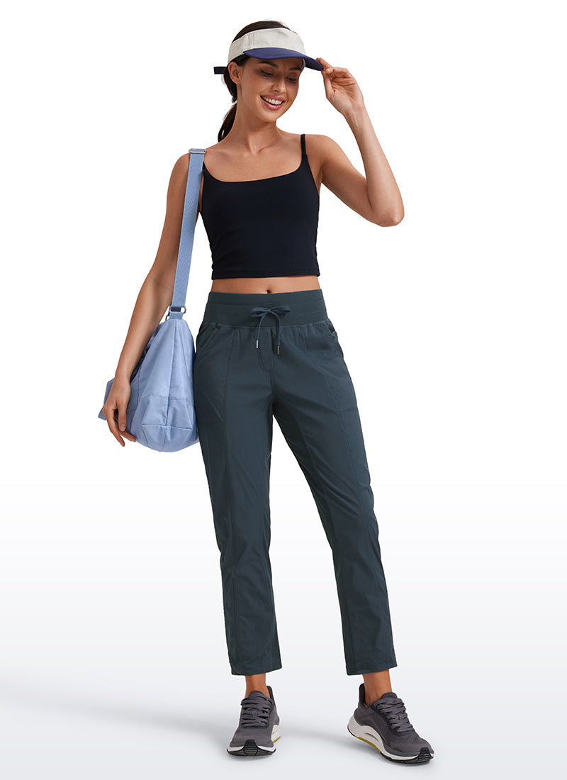 CRZ YOGA Women's Travel Slim Fit Striped Pants 27'' Cinched Leg Melanite