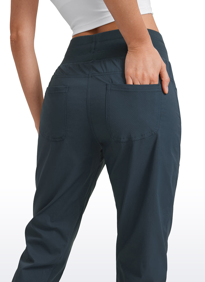 CRZ YOGA Women's Travel Slim Fit Striped Pants 27'' Cinched Leg Melanite