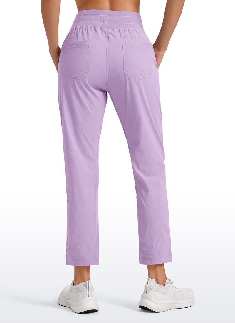 CRZ YOGA Women's Travel Slim Fit Striped Pants 27'' Cinched Leg Lilac