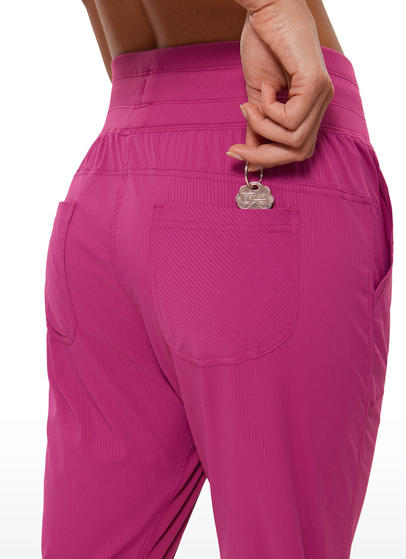 CRZ YOGA Women's Travel Slim Fit Striped Pants 27'' Cinched Leg Magenta Purple