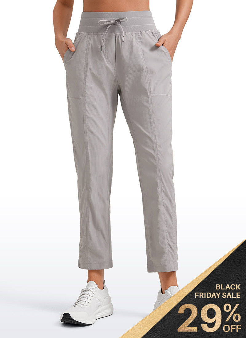 CRZ YOGA Women's Travel Slim Fit Striped Pants 27'' Cinched Leg Dark Chrome