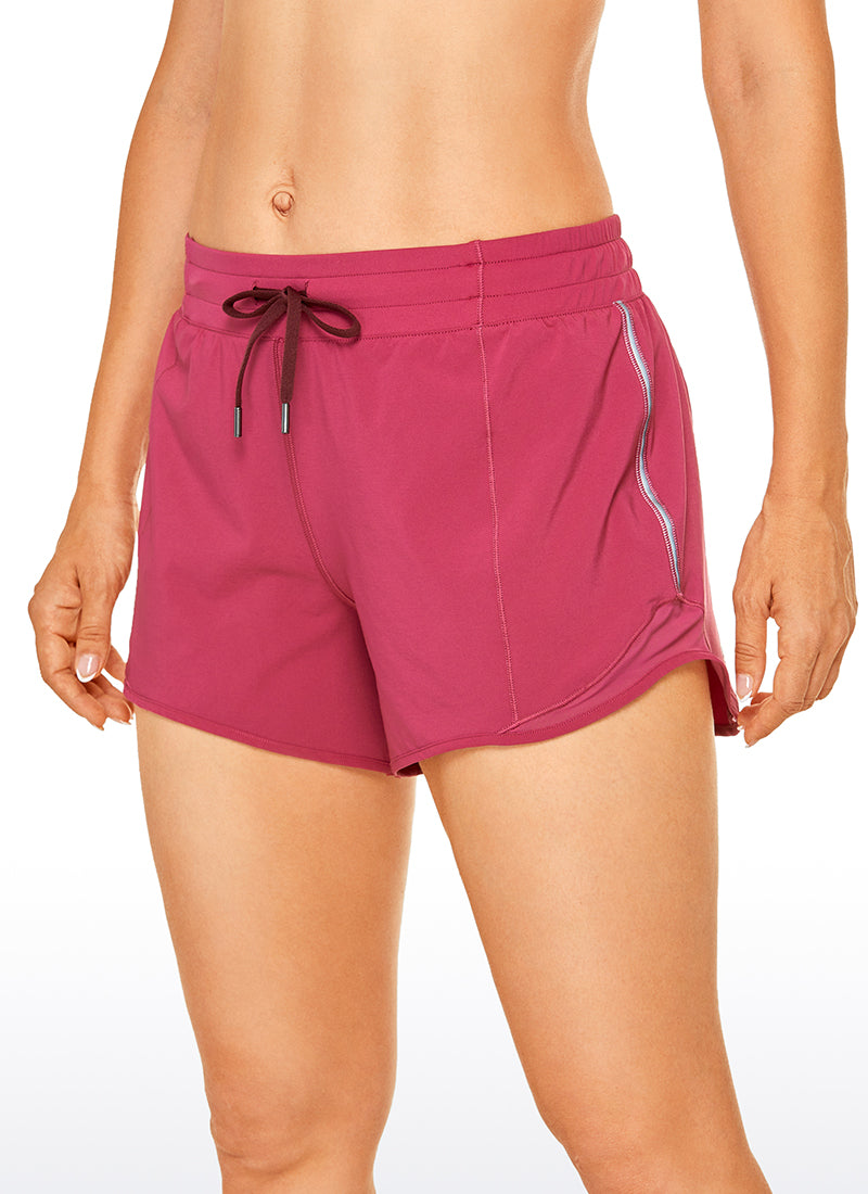 Feathery-Fit Mid-Rise Lined Shorts with Drawstring 4''