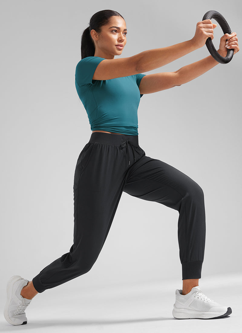 CRZ YOGA Women's Train Loose Fit Feathery-Fit Drawstring Jogger 28'' Black