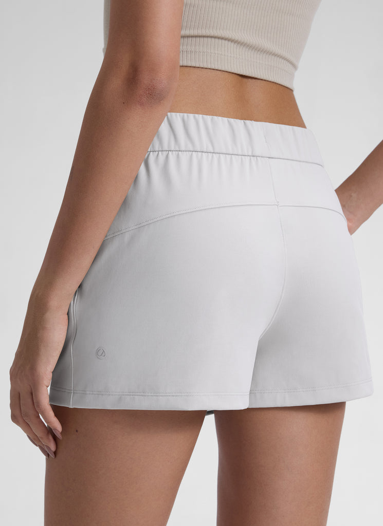 CRZ YOGA Women's Travel Stretch Mid-Rise Drawstring Shorts 2.5" Platinum Grey