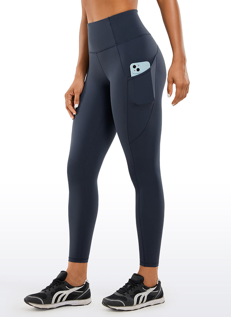 CRZ YOGA Women's Yoga Train High Rise Nakedfeel Pocket Leggings 25'' Navy