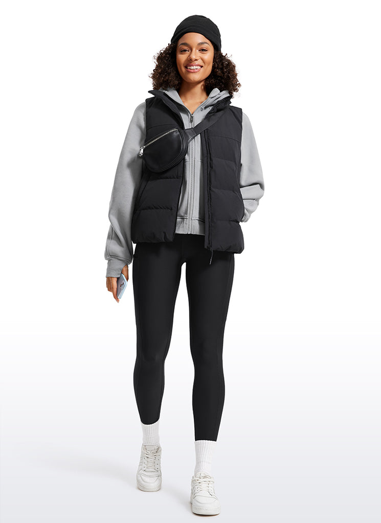 CRZ YOGA Women's High Rise Thermal Fleece Lined Pocket Leggings 28'' Black