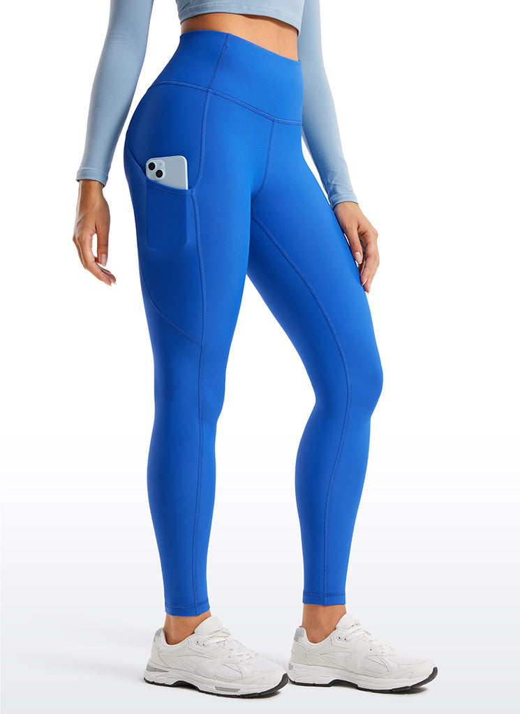 CRZ YOGA Women's High Rise Thermal Fleece Lined Pocket Leggings 28'' Green Jade