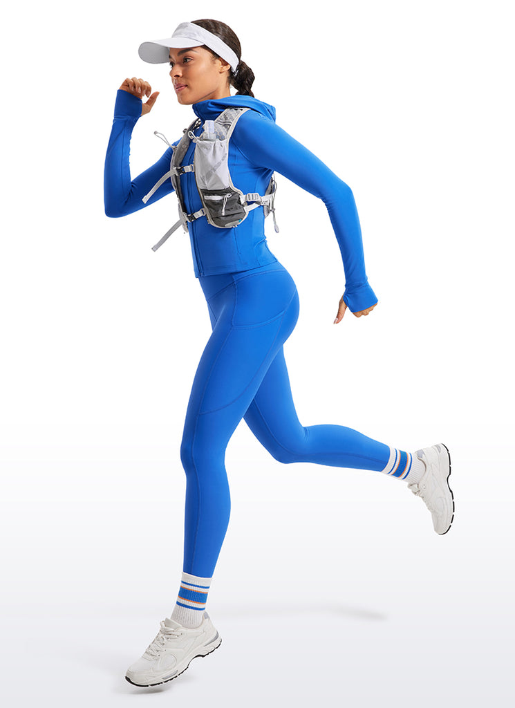 CRZ YOGA Women's High Rise Thermal Fleece Lined Pocket Leggings 28'' Green Jade