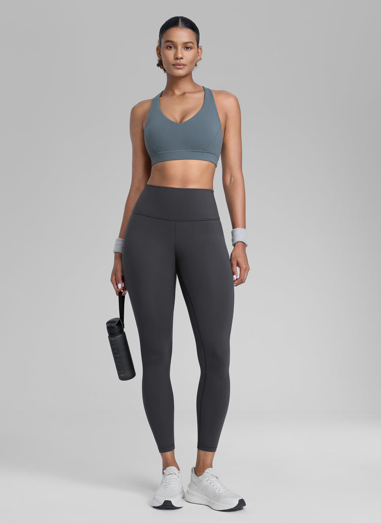 CRZ YOGA Women's Train High Rise Hugged Feel Compression Leggings 25'' Ink Gray