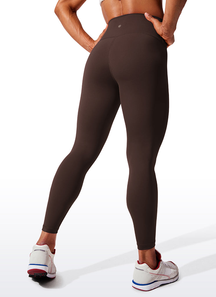CRZ YOGA Women's Train High Rise Hugged Feel Compression Leggings 25'' Hot Fudge Brown