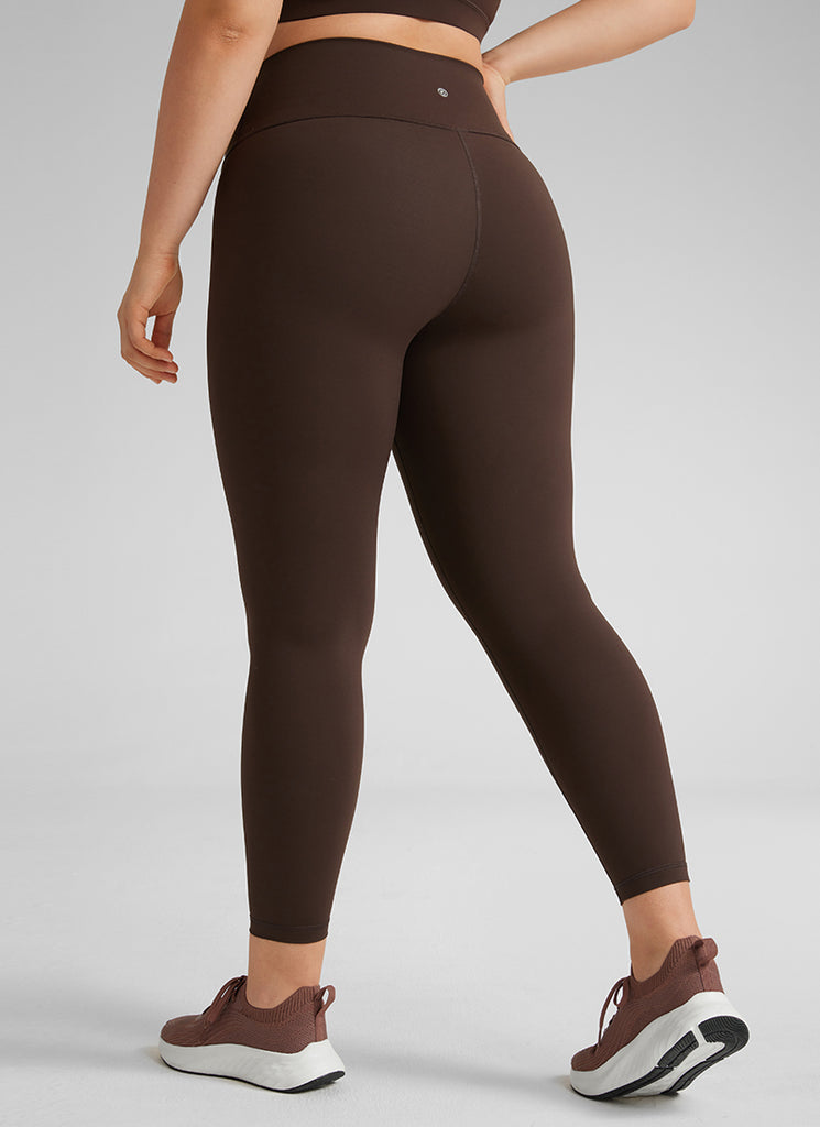 CRZ YOGA Women's Train High Rise Hugged Feel Compression Leggings 25'' Hot Fudge Brown