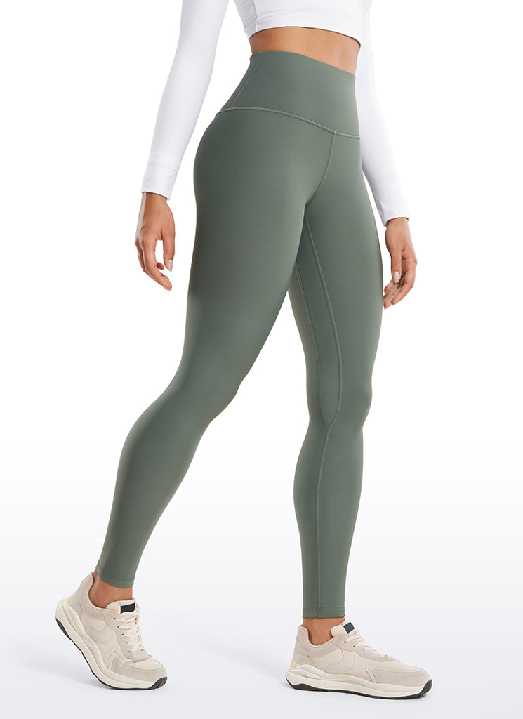 CRZ YOGA Women's Winter High Rise Thermal Fleece Lined Leggings 28'' Grey Sage