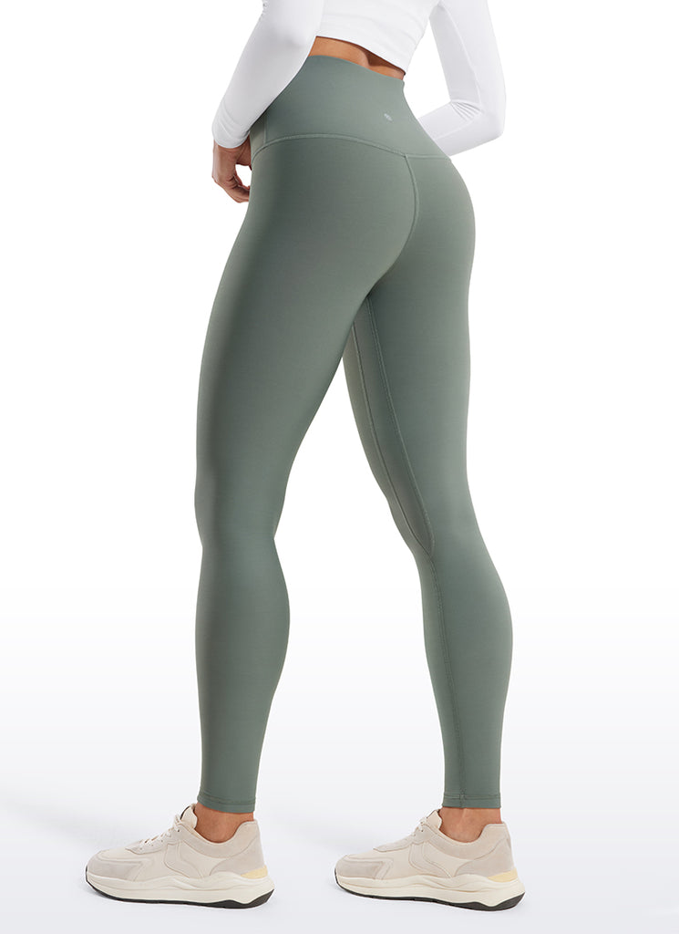 CRZ YOGA Women's Winter High Rise Thermal Fleece Lined Leggings 28'' Grey Sage