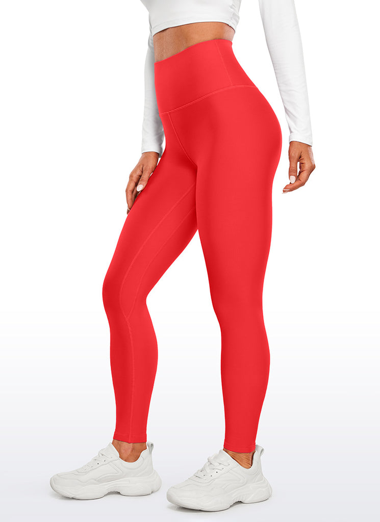 CRZ YOGA Women's Winter High Rise Thermal Fleece Lined Leggings 28'' Deep Red