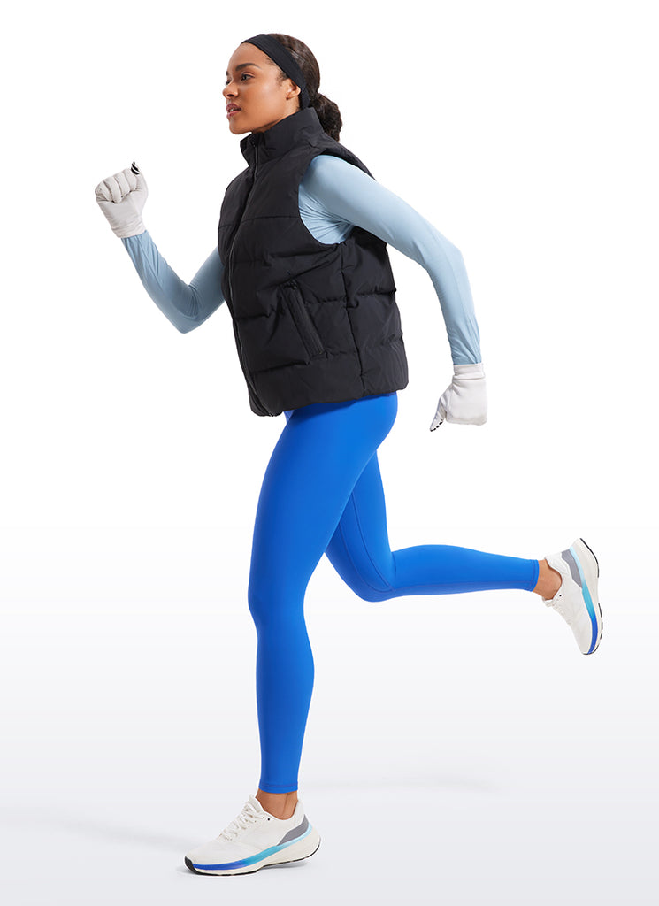 CRZ YOGA Women's Winter High Rise Thermal Fleece Lined Leggings 28'' Sparkle Blue