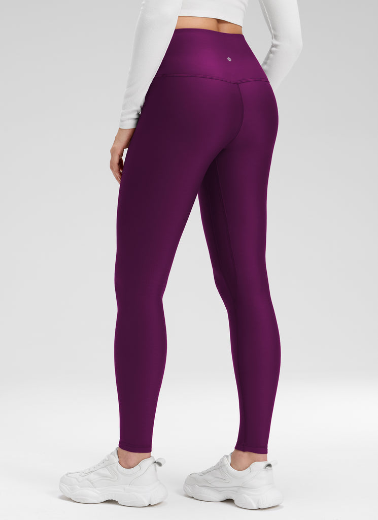 CRZ YOGA Women's Winter High Rise Thermal Fleece Lined Leggings 28'' Plum Magenta