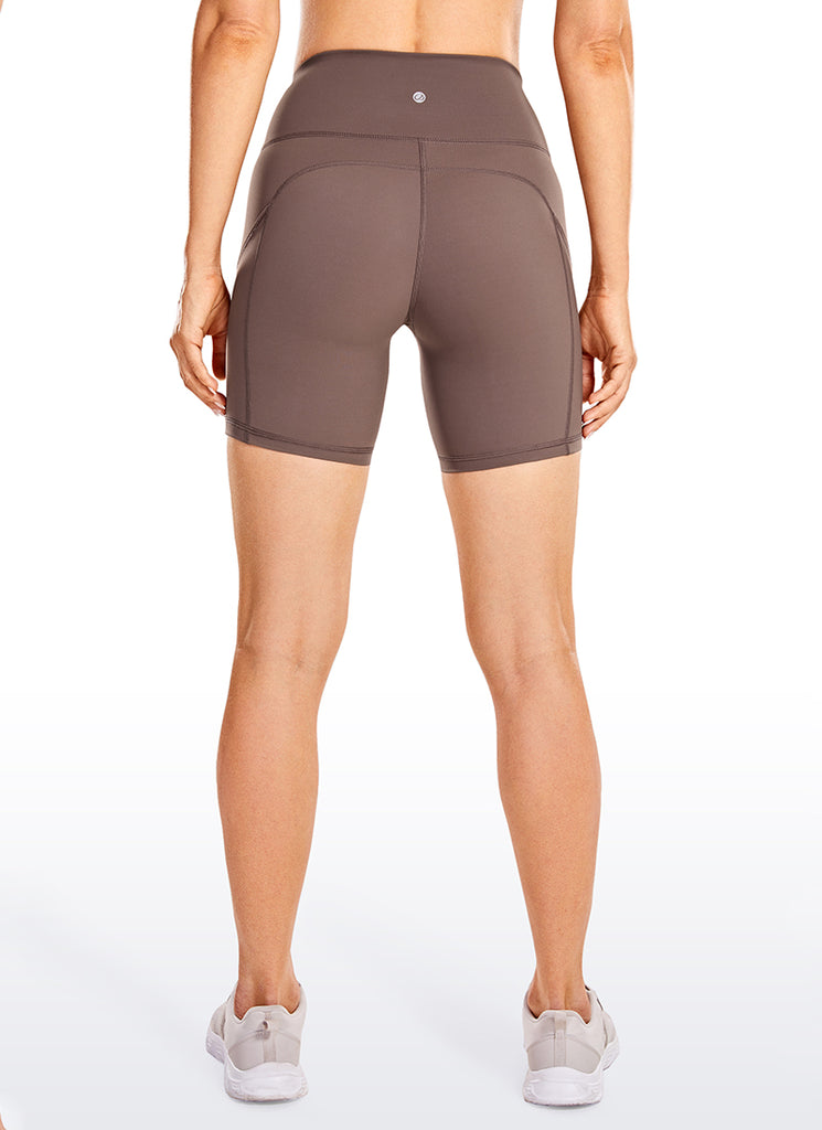 CRZ YOGA Women's Run High Rise Biker Nakedfeel Light Pocket Shorts 6'' Limonite