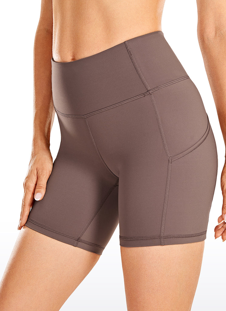 CRZ YOGA Women's Run High Rise Biker Nakedfeel Light Pocket Shorts 6'' Limonite