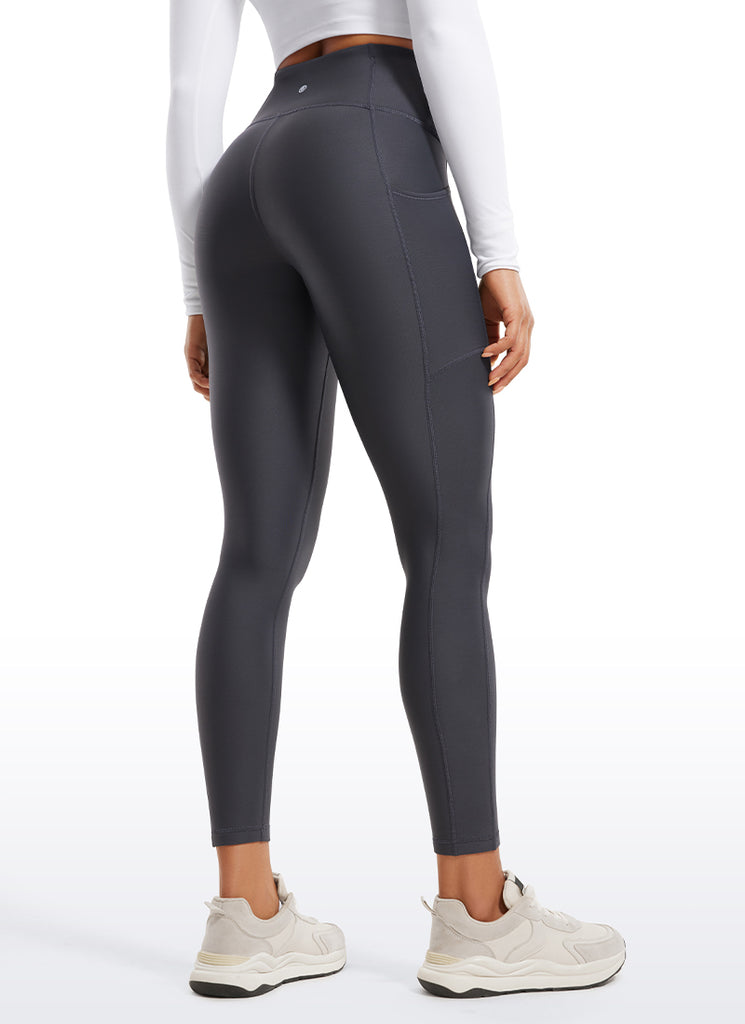 CRZ YOGA Women's High Rise Thermal Fleece Lined Pocket Legging II 25'' Melanite