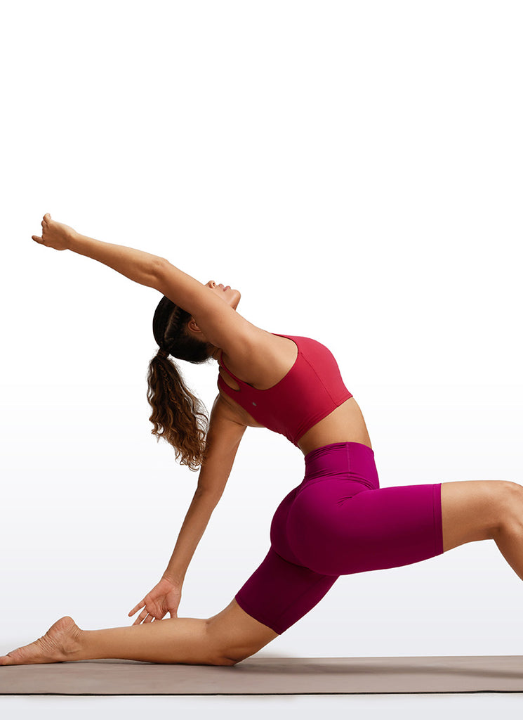 CRZ YOGA Women's Yoga High Rise Biker Shorts Nakedfeel Shorts 8'' Magenta Purple