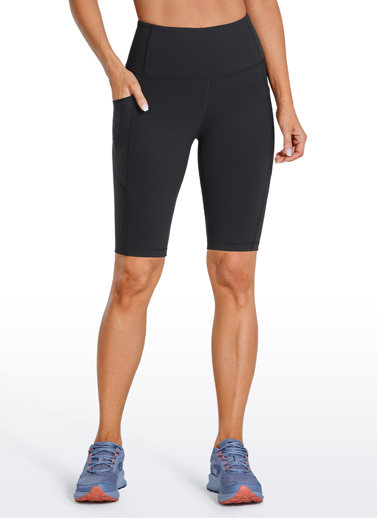CRZ YOGA Women's Train High Rise Biker Nakedfeel Shorts Pockets 10'' Black