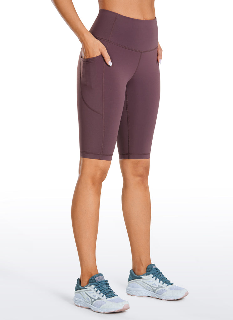 CRZ YOGA Women's Train High Rise Biker Nakedfeel Shorts Pockets 10'' Black