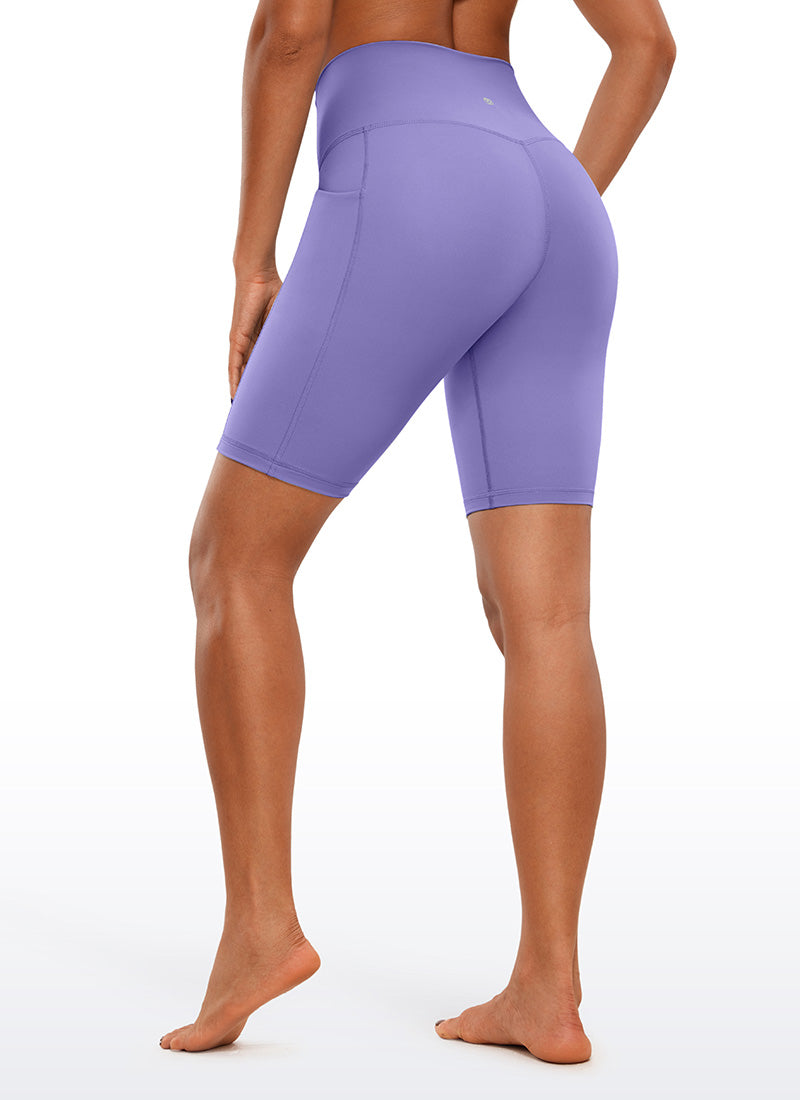 CRZ YOGA Women's Train High Rise Biker Nakedfeel Pocket Shorts 8'' Madagascar Blue