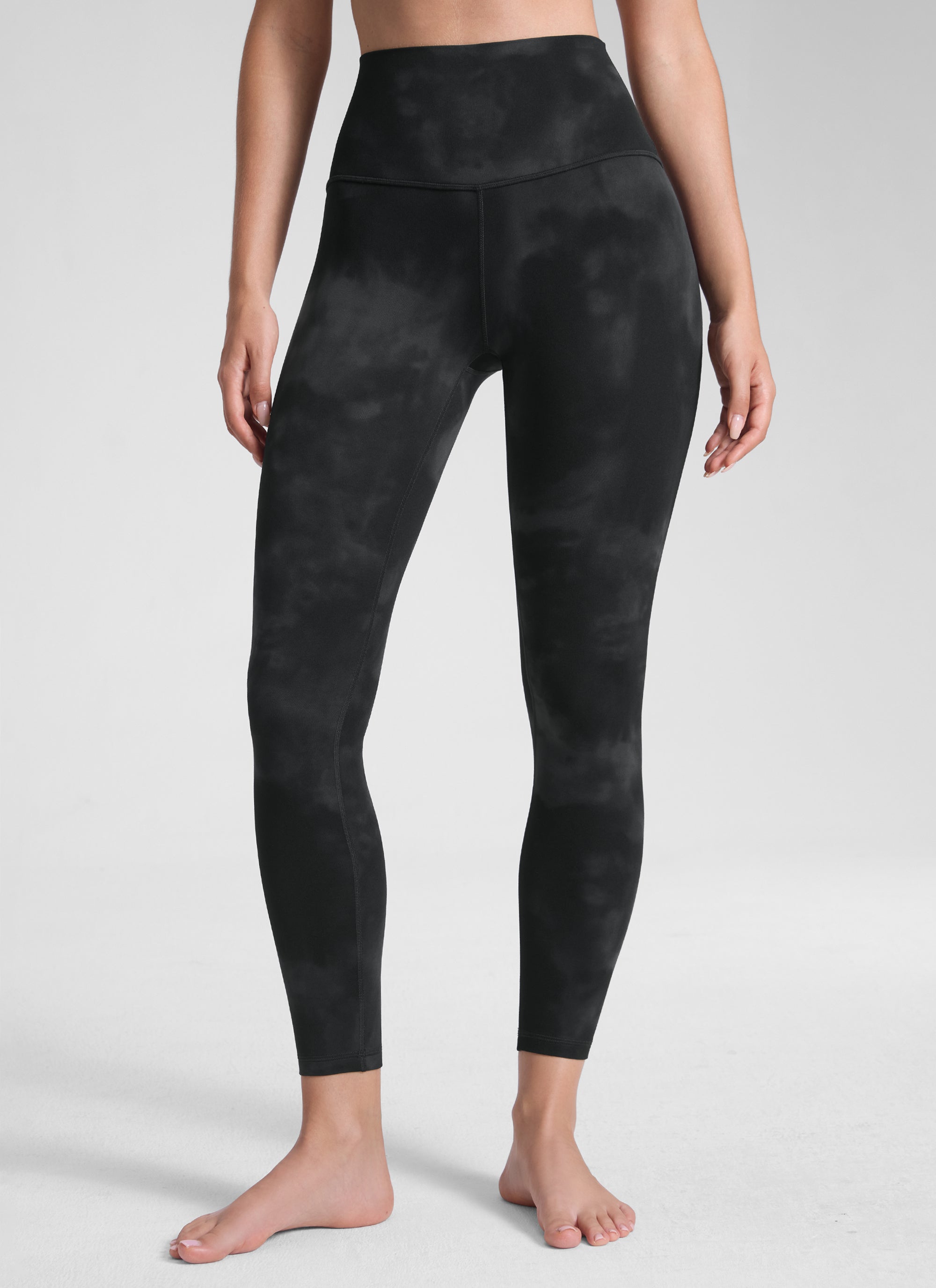 CRZ YOGA Women's Yoga Lounge High Rise Butterluxe Yoga Leggings 25'' Black Tie Dye Flowers