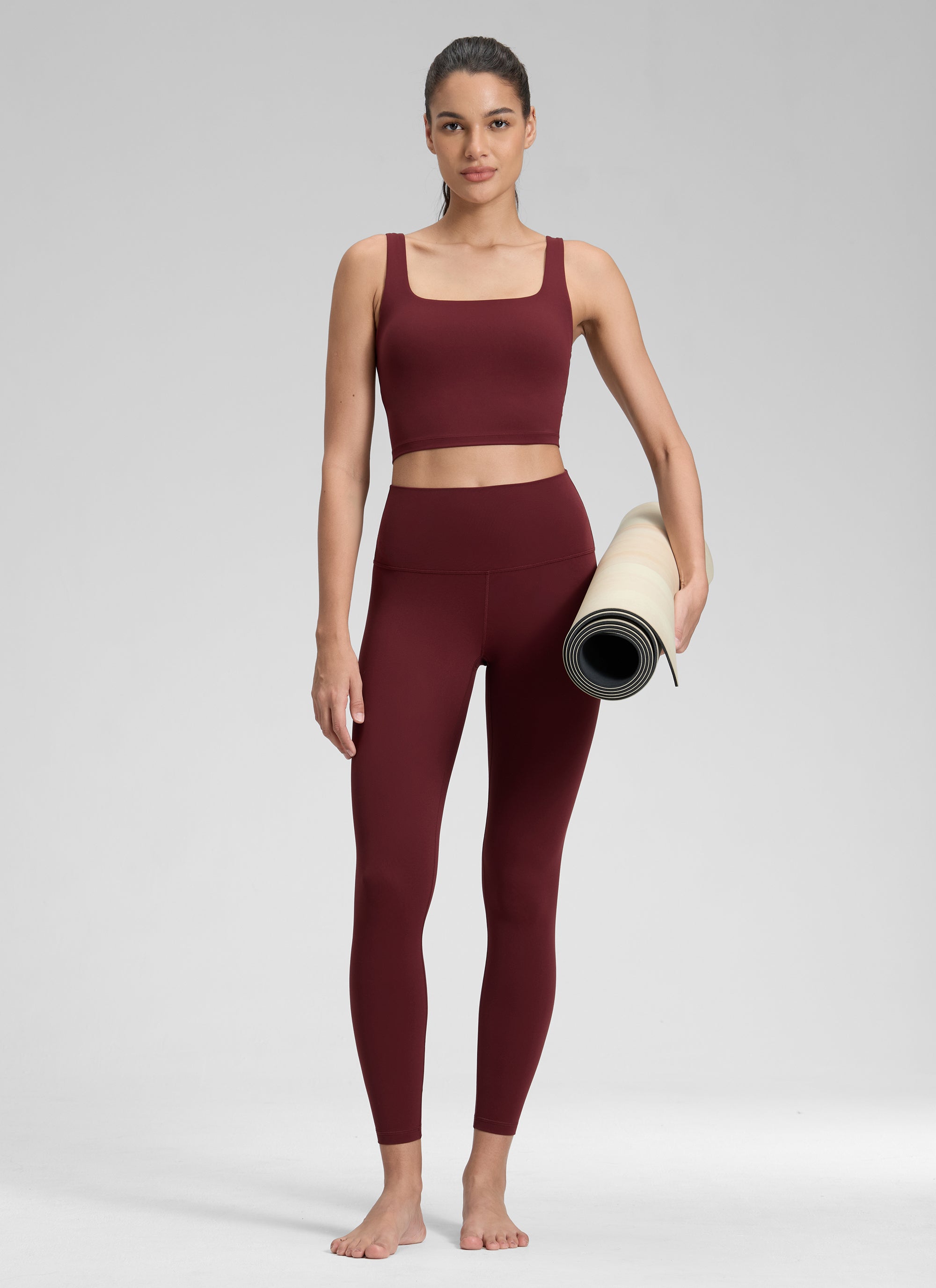 CRZ YOGA Women's Yoga Lounge High Rise Butterluxe Yoga Leggings 25'' Red Merlot