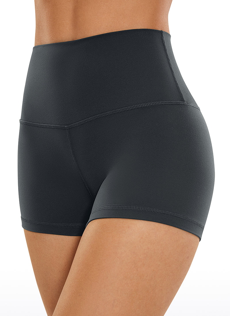 CRZ YOGA Women's Yoga High Rise Booty Butterluxe Biker Shorts 2.5'' Melanite