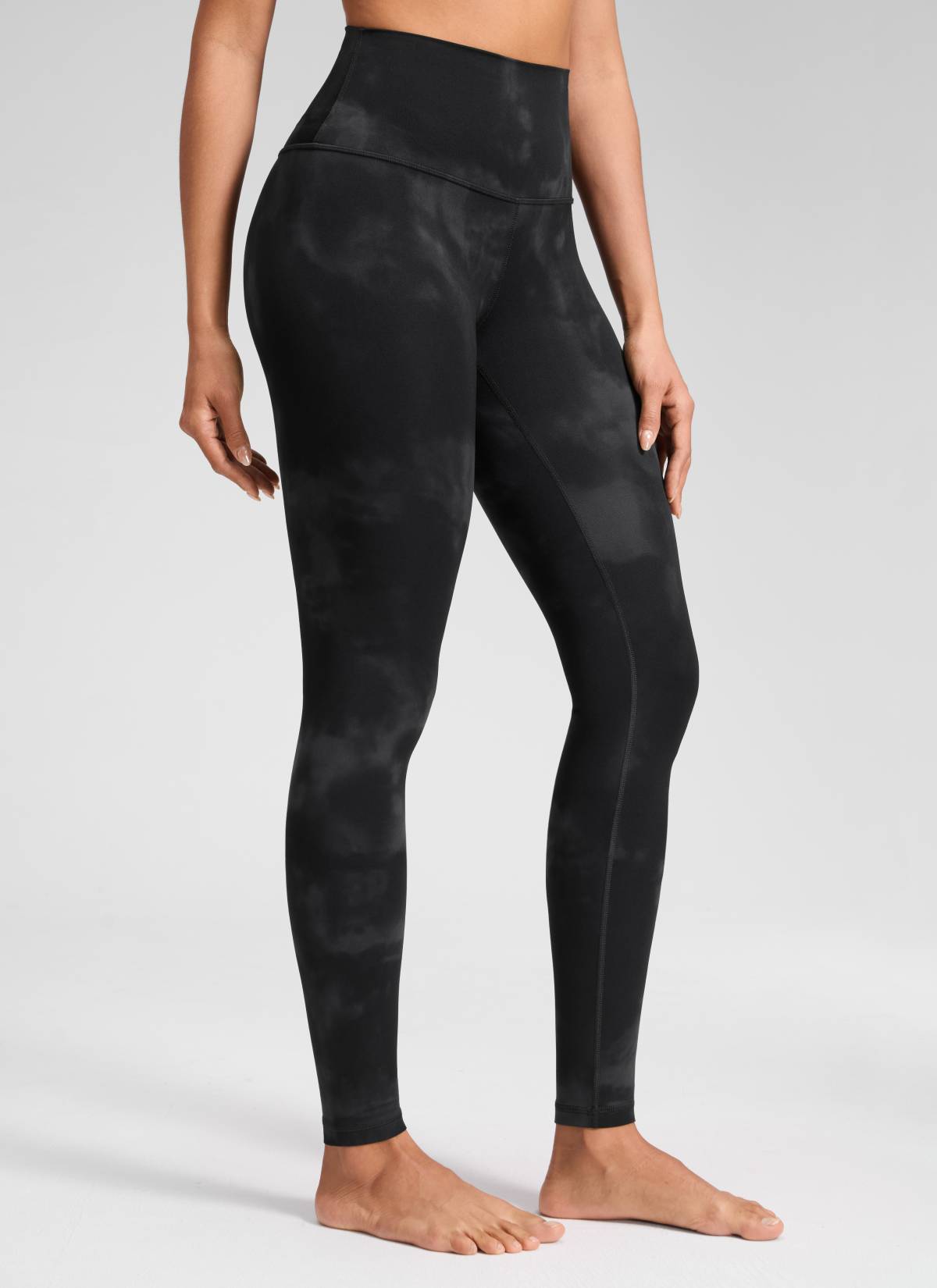 CRZ YOGA Women's Yoga Lounge High Rise Butterluxe Yoga Leggings 30'' Black Tie Dye Flowers