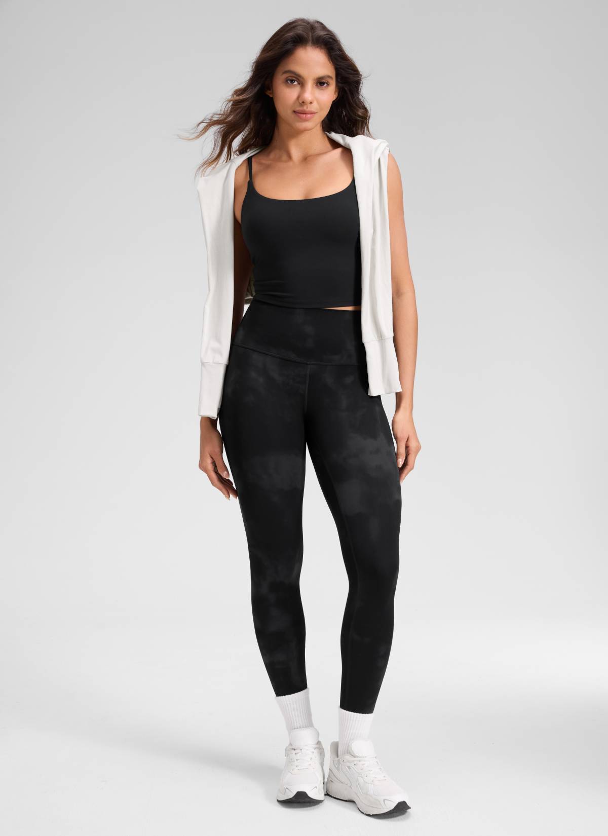 CRZ YOGA Women's Yoga Lounge High Rise Butterluxe Yoga Leggings 30'' Black Tie Dye Flowers