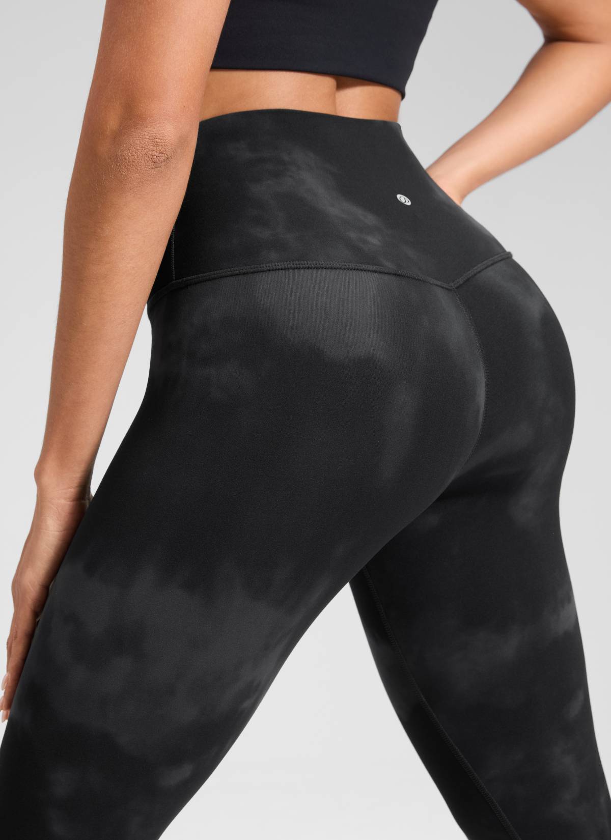 CRZ YOGA Women's Yoga Lounge High Rise Butterluxe Yoga Leggings 30'' Black Tie Dye Flowers