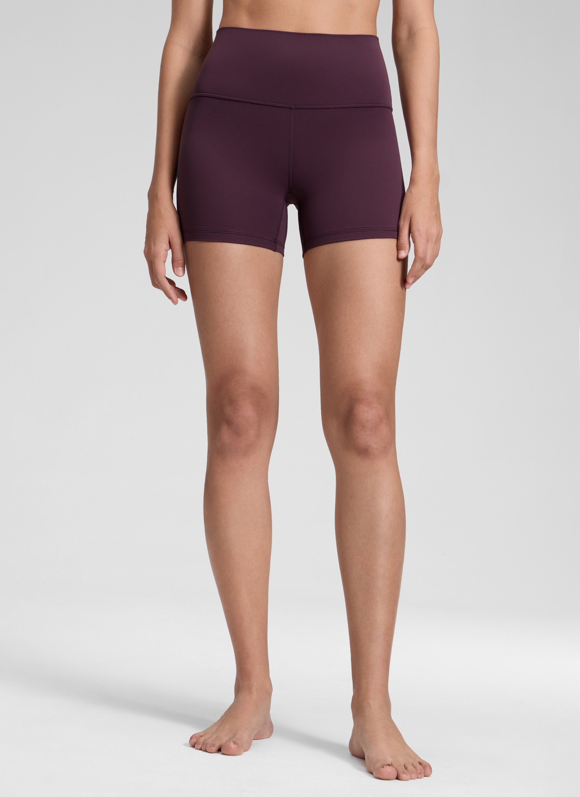 CRZ YOGA Women's Yoga High Rise Biker Shorts Butterluxe Shorts 4'' Deep Purple