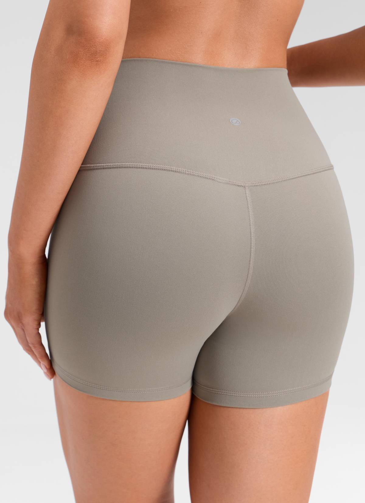 CRZ YOGA Women's Yoga High Rise Biker Shorts Butterluxe Shorts 4'' Warm Ash Grey