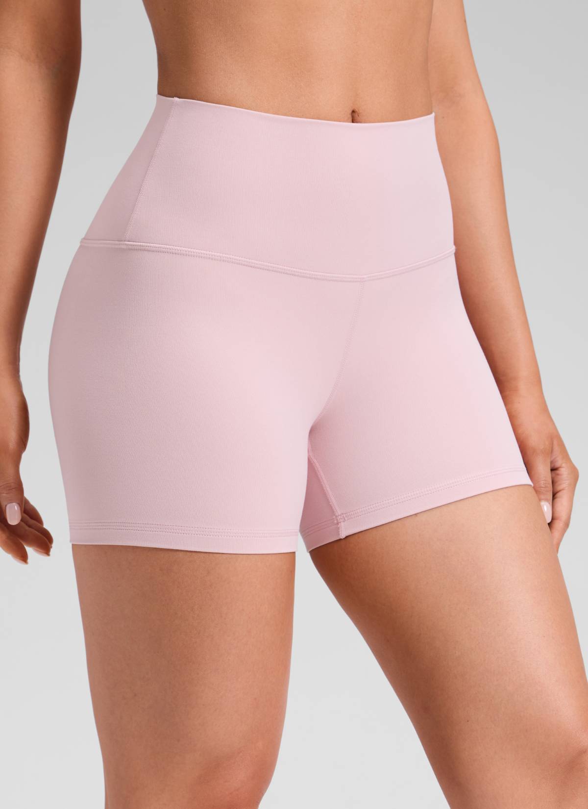 CRZ YOGA Women's Yoga High Rise Biker Shorts Butterluxe Shorts 4'' Pink Haze