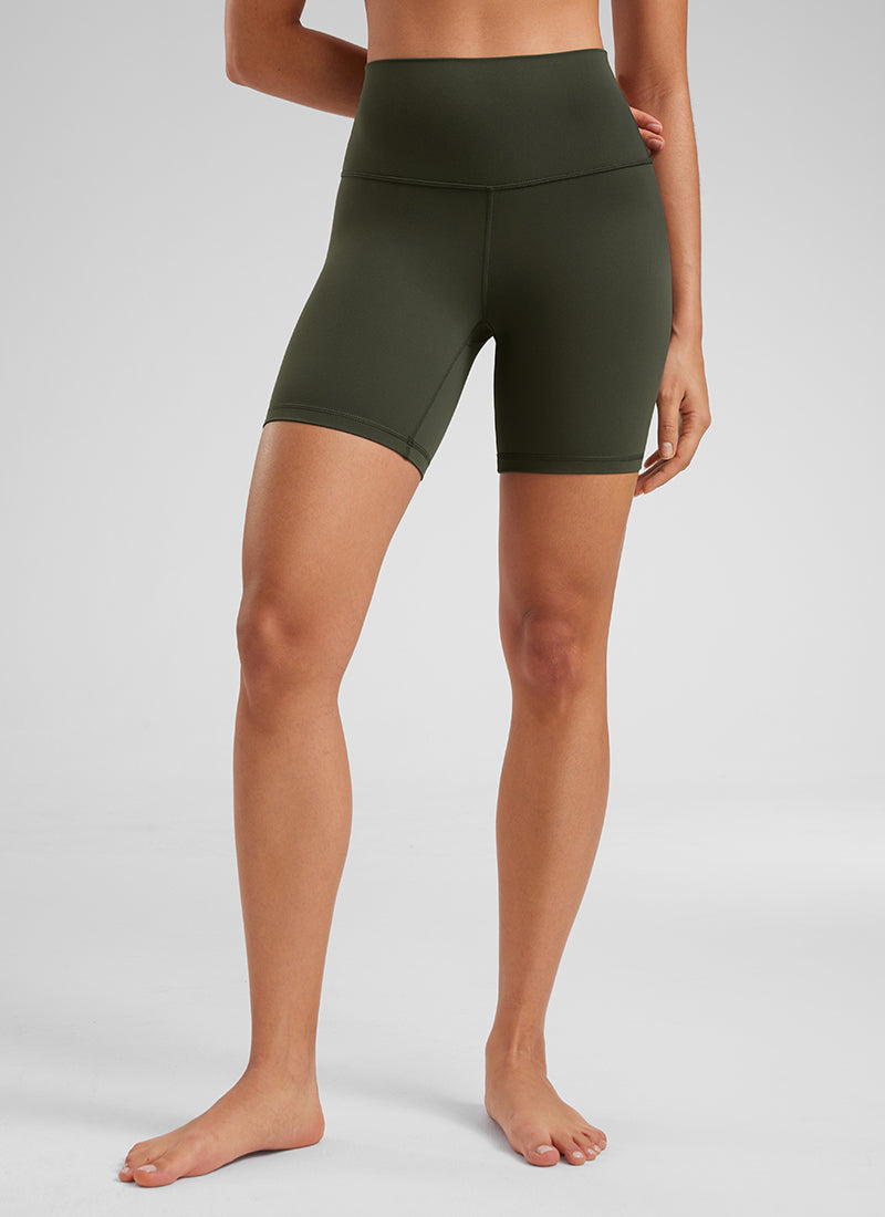CRZ YOGA Women's Yoga High Rise Biker Shorts Butterluxe Shorts 6'' True Navy