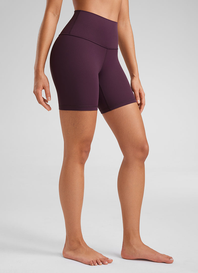 CRZ YOGA Women's Yoga High Rise Biker Shorts Butterluxe Shorts 6'' Black