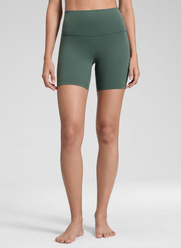 CRZ YOGA Women's Yoga High Rise Biker Shorts Butterluxe Shorts 6'' Dark Forest Green