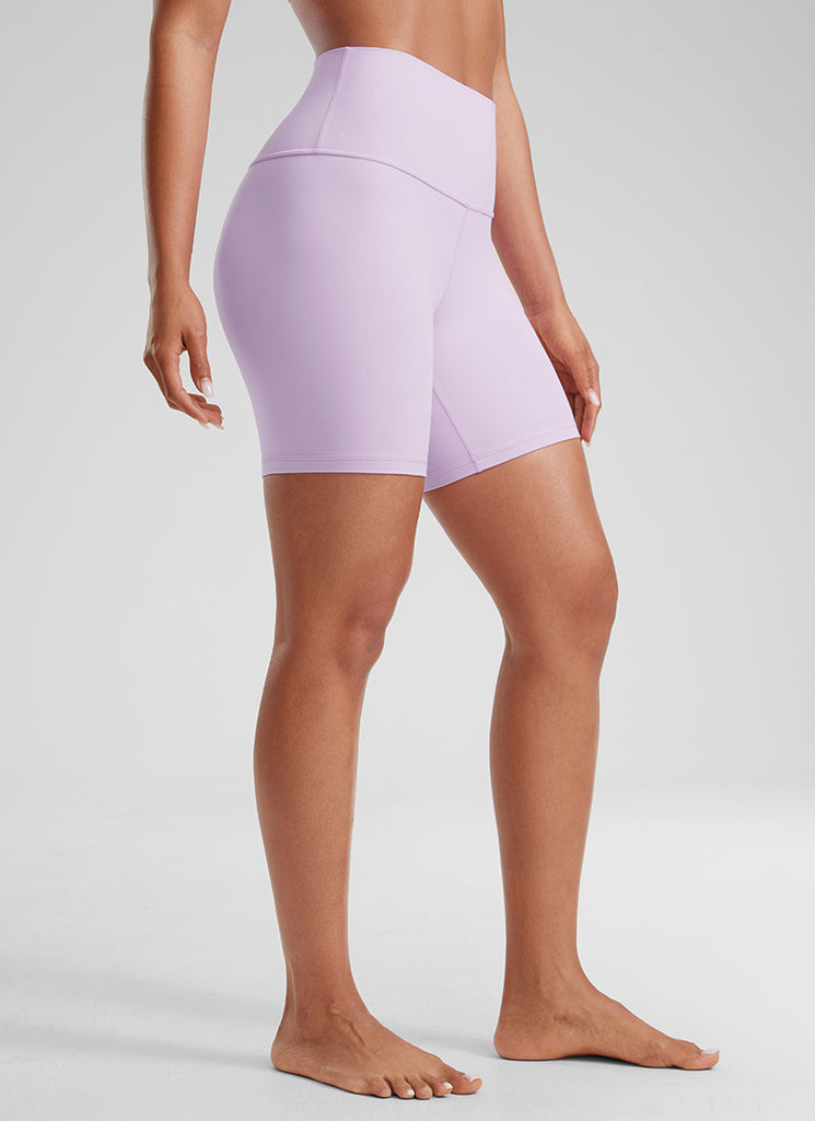 CRZ YOGA Women's Yoga High Rise Biker Shorts Butterluxe Shorts 6'' Kayak Blue