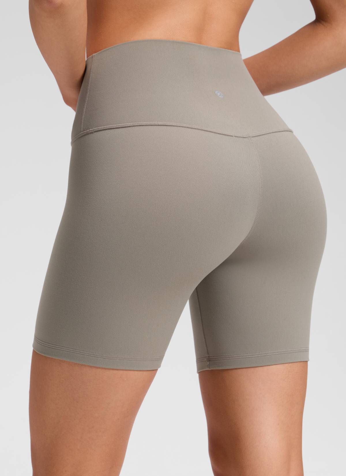 CRZ YOGA Women's Yoga High Rise Biker Shorts Butterluxe Shorts 6'' Warm Ash Grey @model_info:Milena