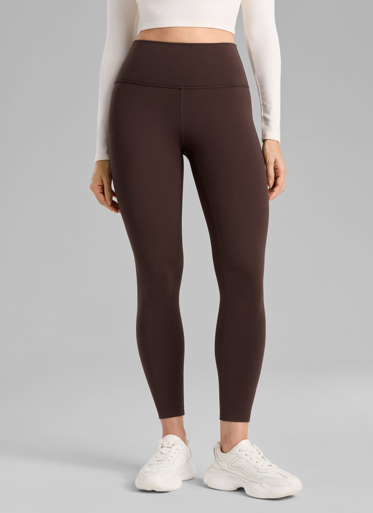 CRZ YOGA Women's Thermal Fleece Lined Casual High Rise Legging 25'' Hot Fudge Brown