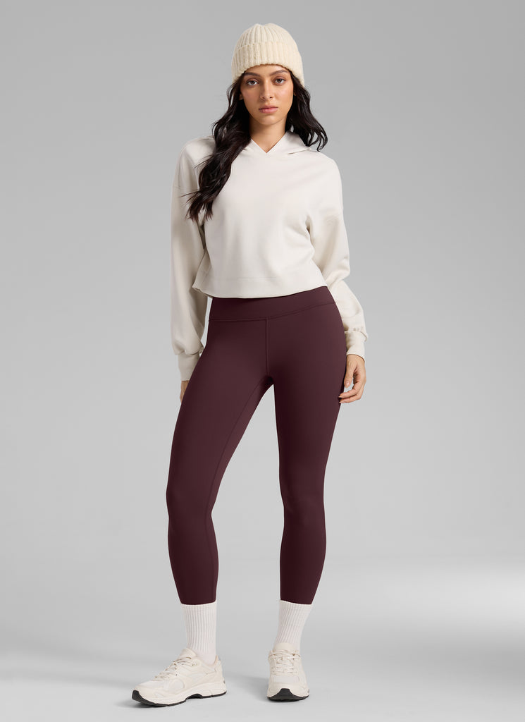 CRZ YOGA Women's Thermal Fleece Lined Casual High Rise Legging 25'' Ripe Plum