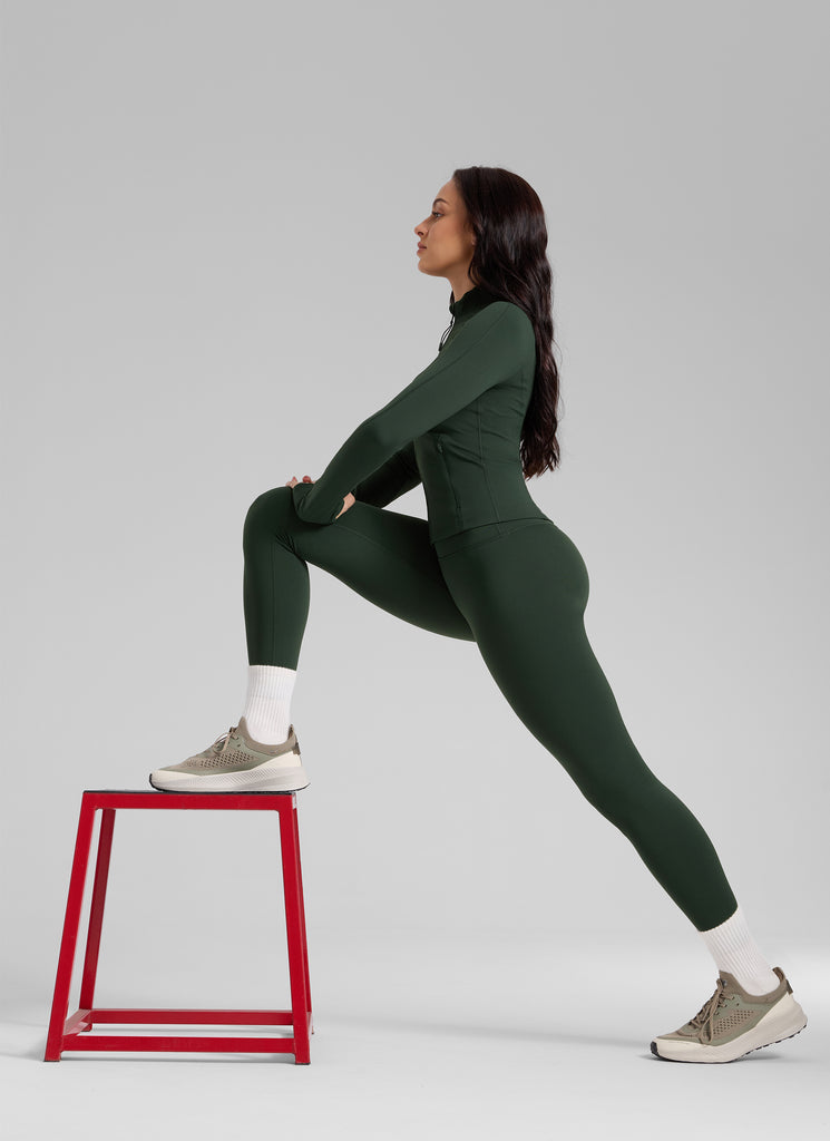 CRZ YOGA Women's Fleece Lined Casual High Rise Legging 28'' Legend Green